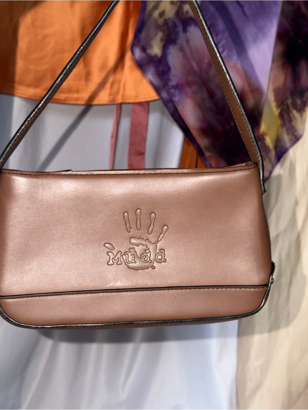 Vintage Mudd brown leather mini handbag